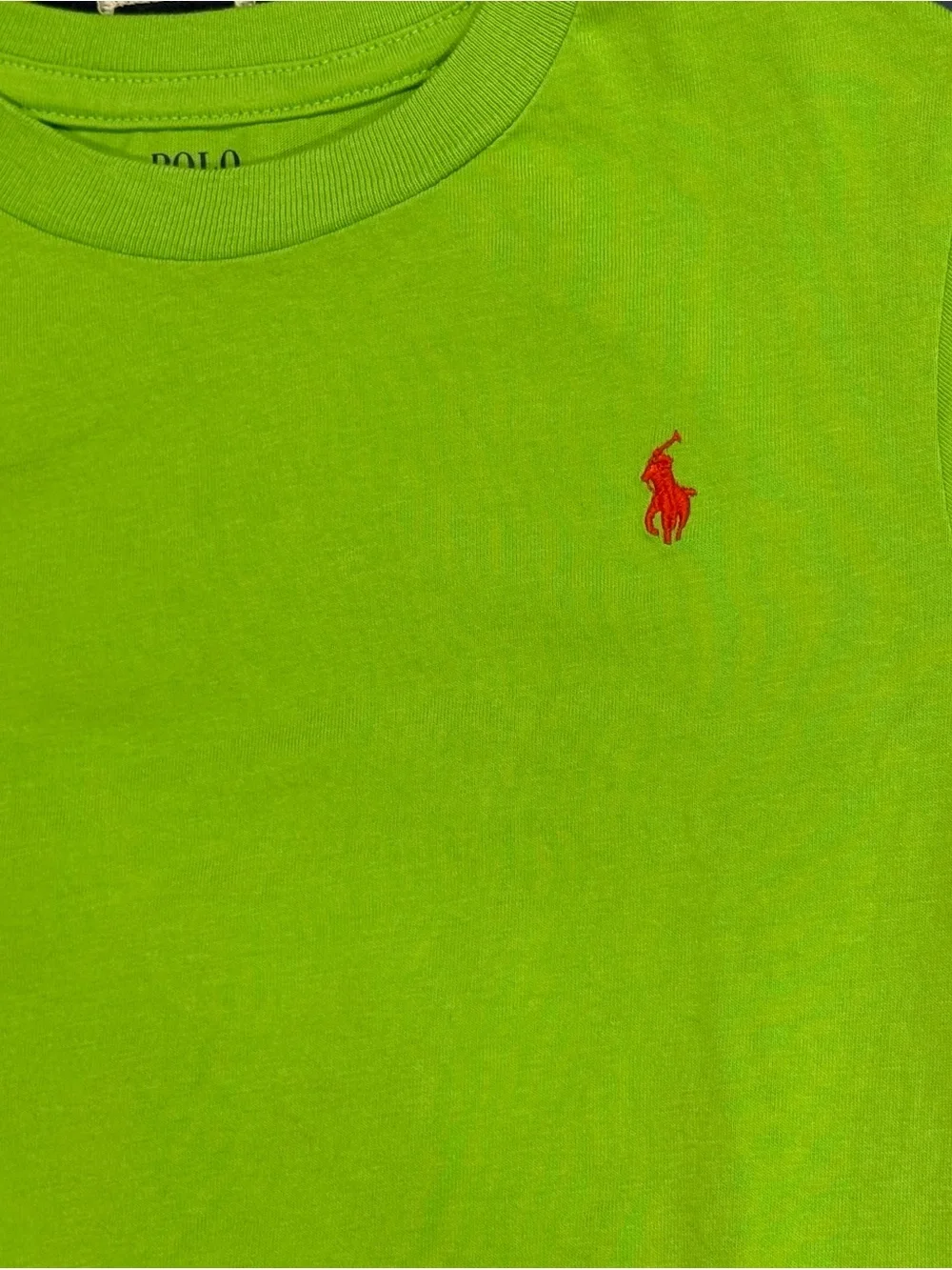 Ralph Lauren Neon Green Crewneck Tee with Red Pony